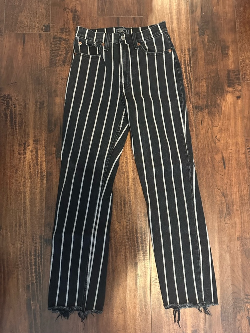 Abercrombie & Fitch Striped Ankle Straight Denim Jeans